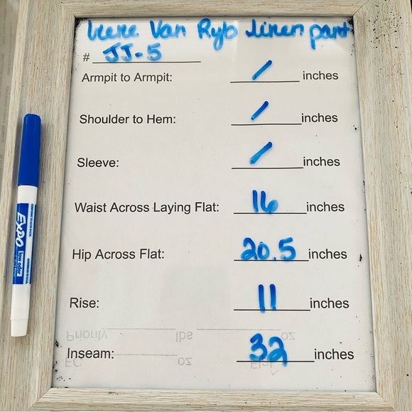 Irene Van Ryb Pea Green 100% Linen Classic Effortless Straight Leg Pants Size 42 - Picture 8 of 9